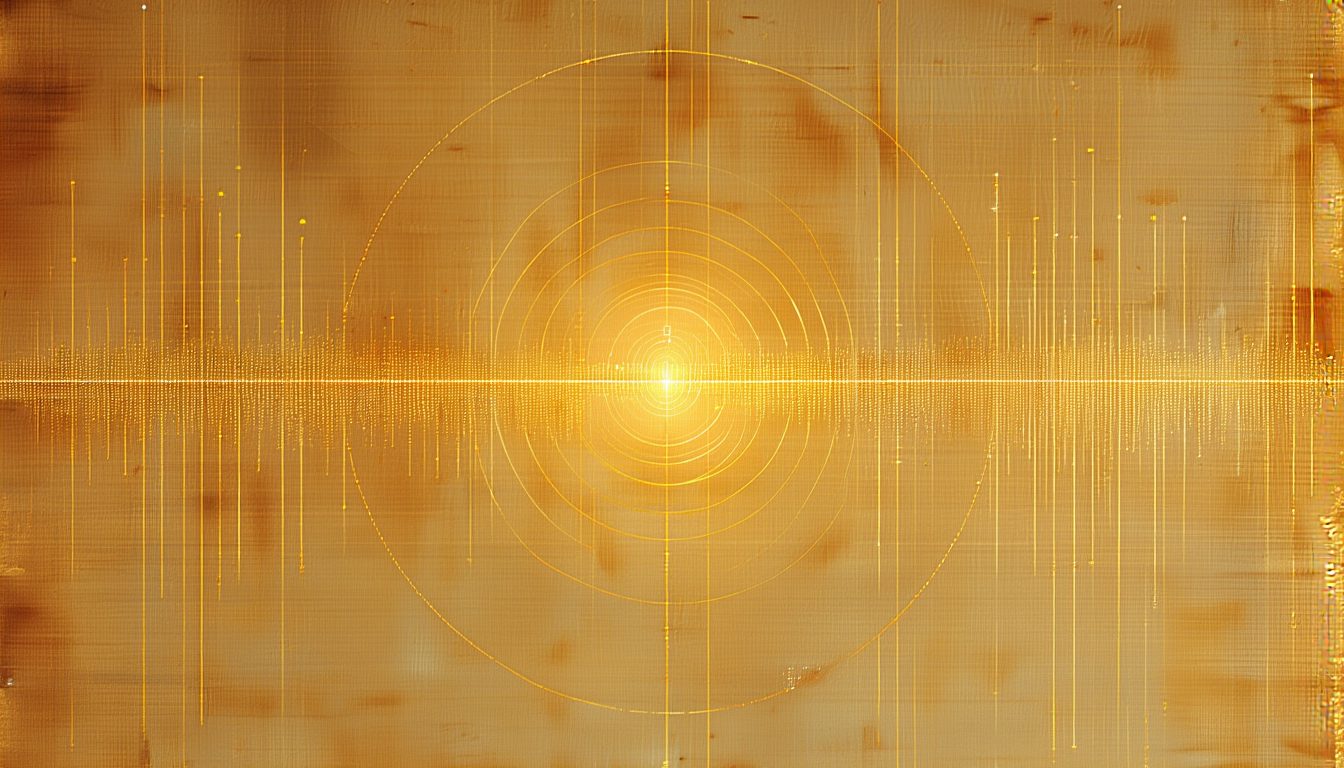 A field of static dots with one clear golden signal emerging from the center