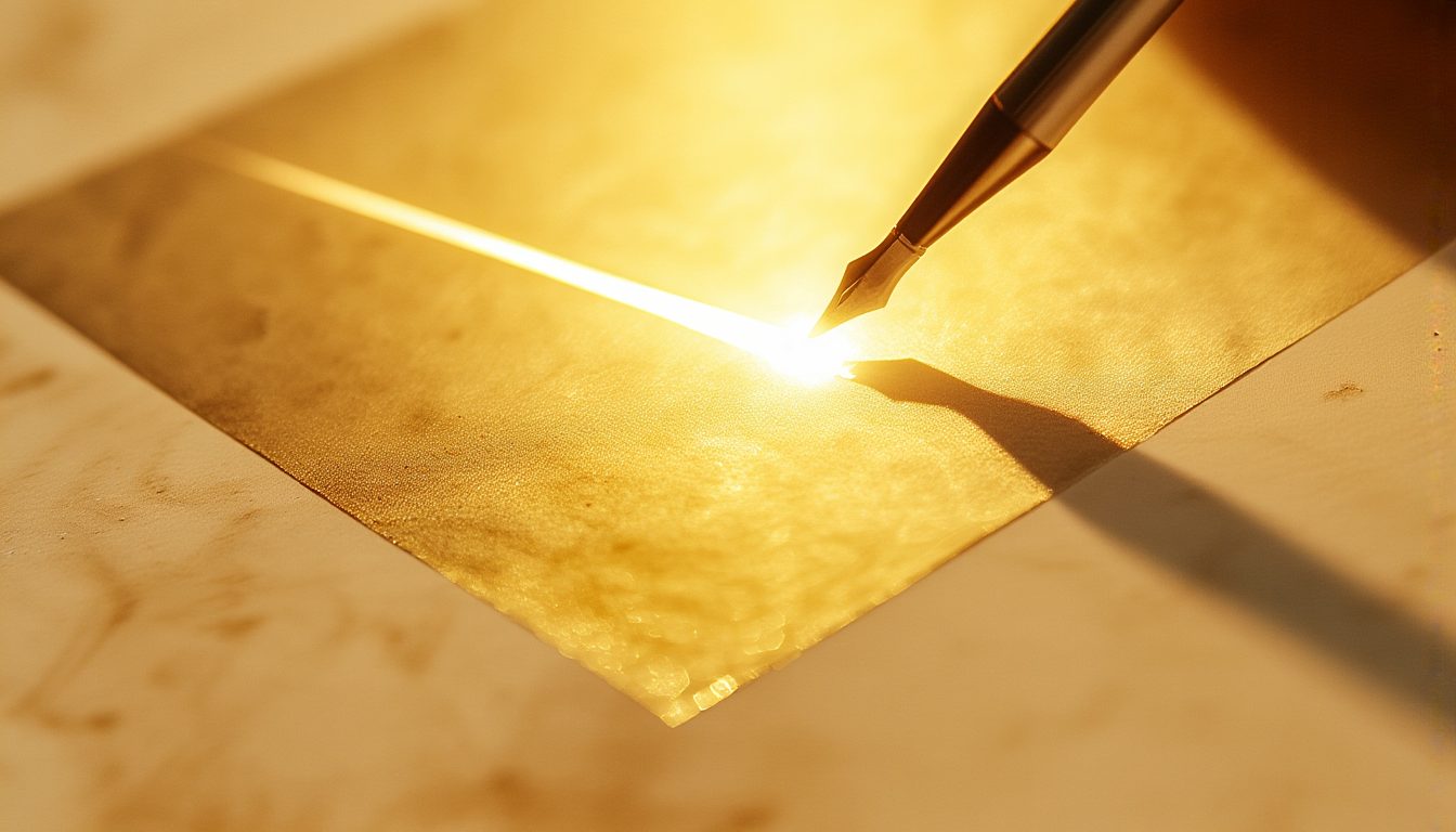 A golden slate tablet wiped clean with a single new line of light